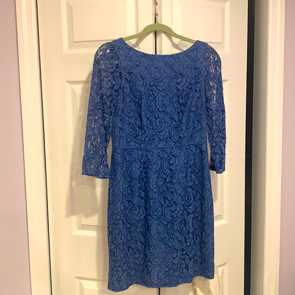 J crew 8p dress,  lace sleeves, worn once, knee length